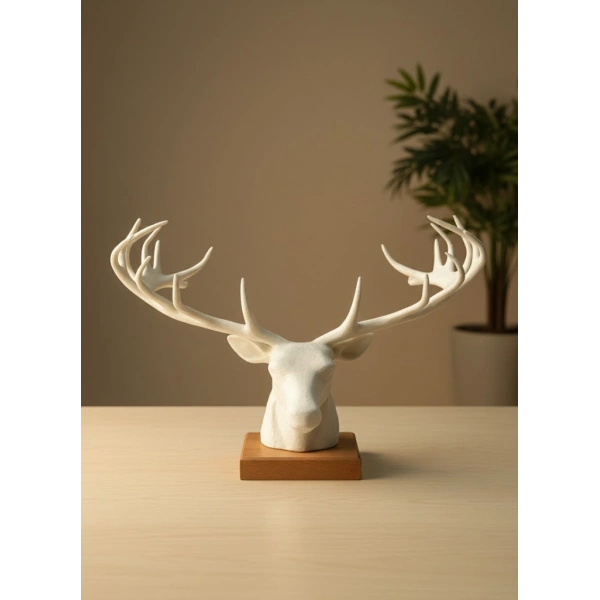 Dekoratif Geyik Başı Heykel 25 cm Modern Minimal Tasarım