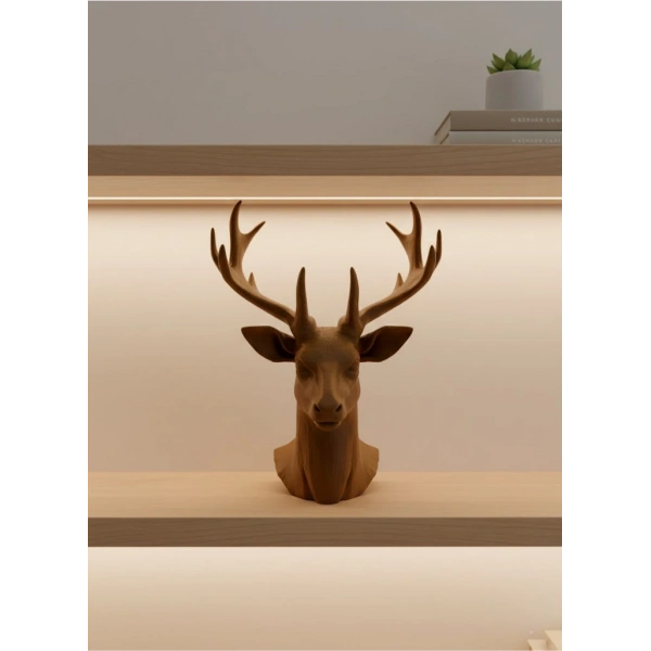 Dekoratif Kahverengi Geyik Biblo Salon ve Raf Dekoru