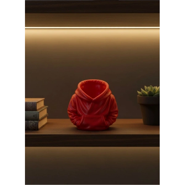 Dekoratif Kırmızı Hoodie Kalemlik 10x10 cm