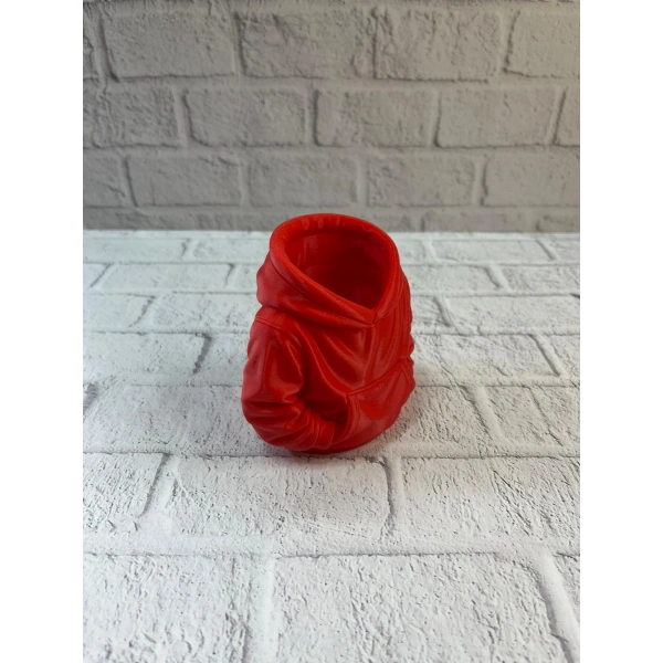 Dekoratif Kırmızı Hoodie Kalemlik 10x10 cm