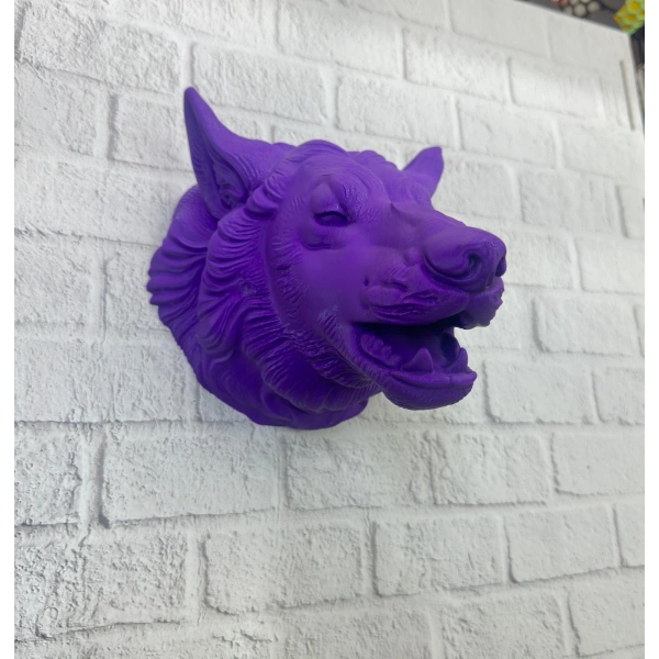 Dekoratif Mor Kurt Duvar Heykeli Asılabilir Hediyelik 25x19 cm