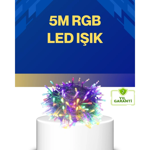 Dekoratif Peri Led 5 m 50 Ampullü Şeffaf Kablo Aydınlatma