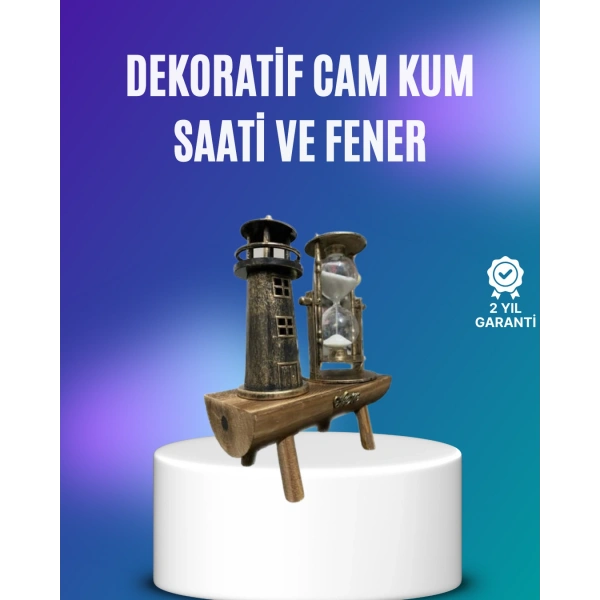 Deniz Feneri Şeklinde El Yapımı Kum Saati – Ev ve Ofis İçin Zarif Süs