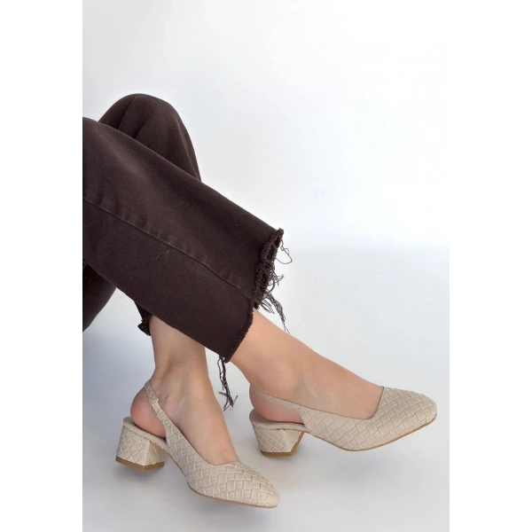 Dier Bej Cilt Topuklu Ayakkabı