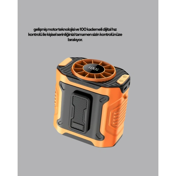 Dijital Ekranlı Turbo Mini Fan – 3 Kademeli Hız, Sessiz Çalışma ve Type-C Şarj