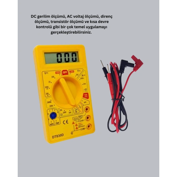 Dijital Multimetre Ölçü Aleti AC DC Ölçüm ve LCD Ekranlı