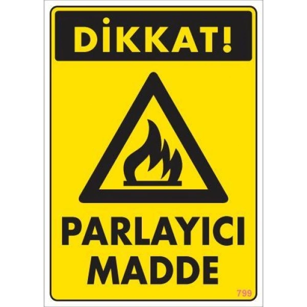 Dikkat Parlayıcı Madde Uyarı Levhası 25x35 KOD:799