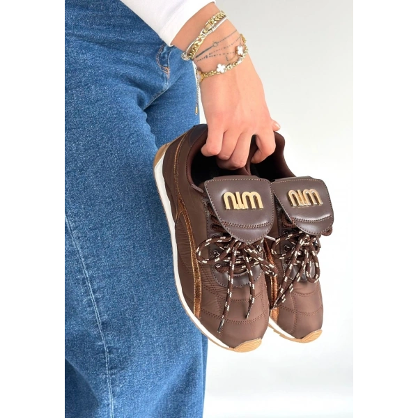 Dissa Kahverengi Cilt Bağcıklı Paraşüt Detaylı Spor Ayakkabı