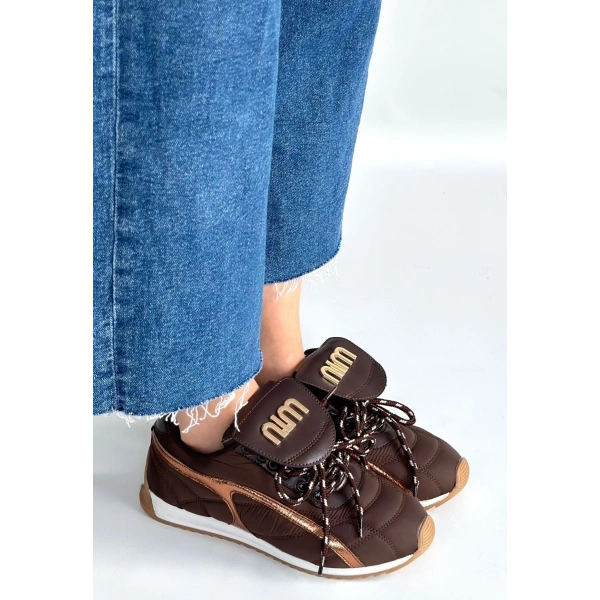 Dissa Kahverengi Cilt Bağcıklı Paraşüt Detaylı Spor Ayakkabı