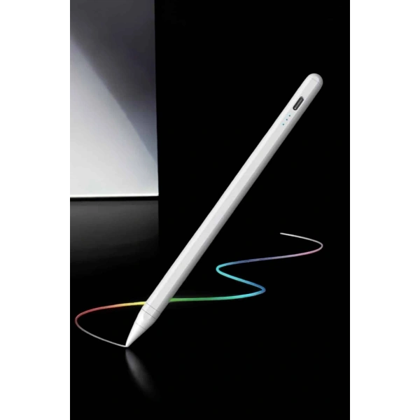Dokunmatik Kalem Beyaz Şarjlı Yedek Uçlu Android ve İOS Uyumlu