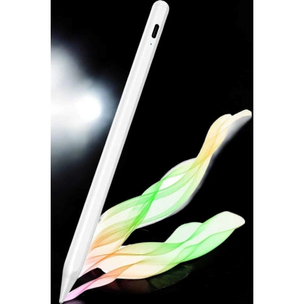 Dokunmatik Kalem Beyaz Şarjlı Yedek Uçlu Android ve İOS Uyumlu