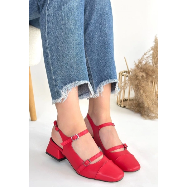 Doran Kırmızı Cilt Topuklu Ayakkabı