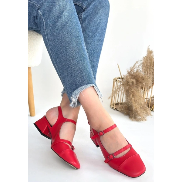 Doran Kırmızı Cilt Topuklu Ayakkabı