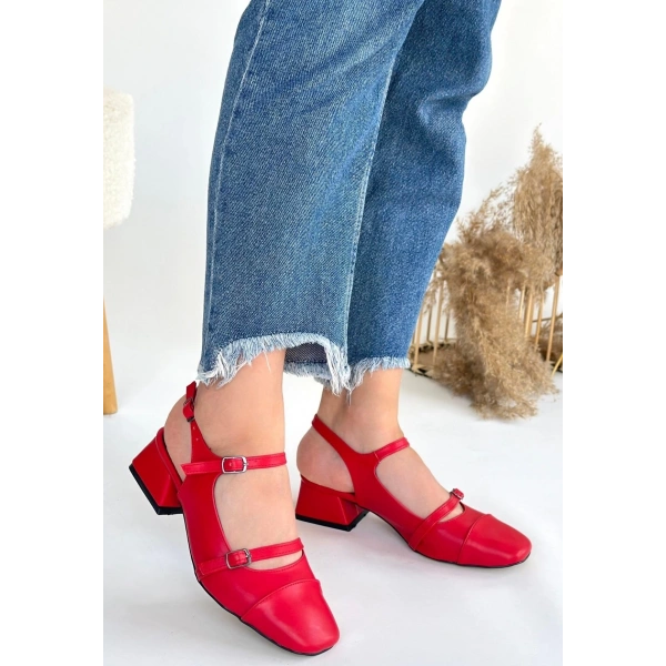 Doran Kırmızı Cilt Topuklu Ayakkabı