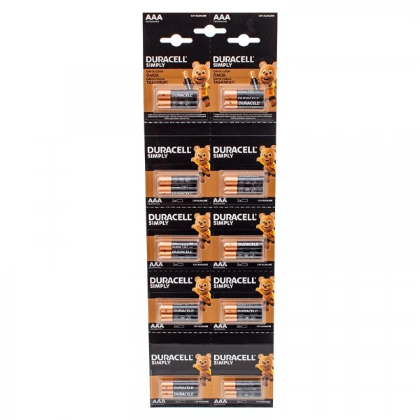 Duracell 1.5V İnce AAA 20li Alkalin Pil LR03/MN20