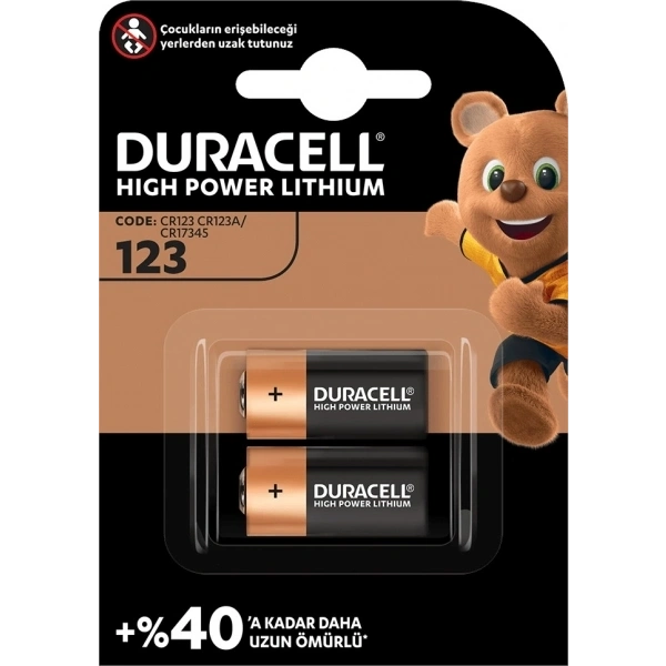 Duracell Lityum CR123A Pil 2li