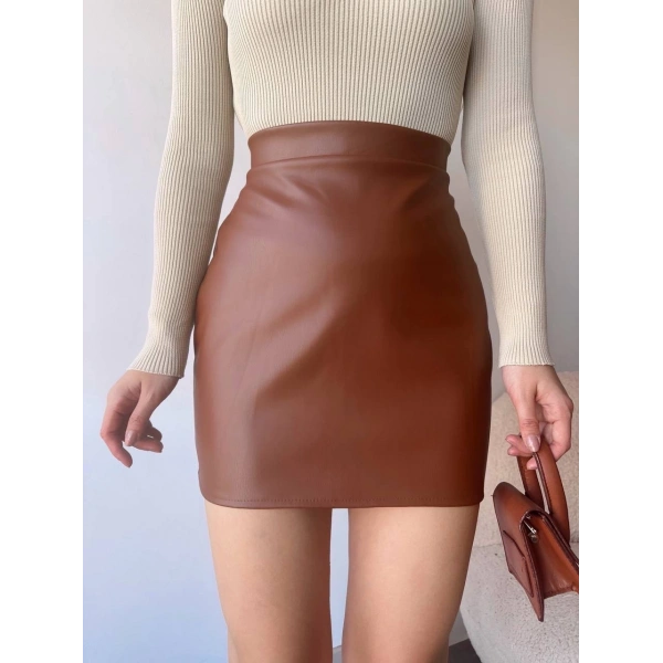 Düz deri etek taba h24468