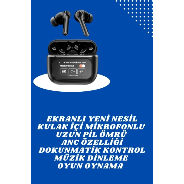 Ekranlı Yeni Nesil Pro Kulaklık ve Akıllı Saat Kampanyası Kulak İçi Mikrofonlu