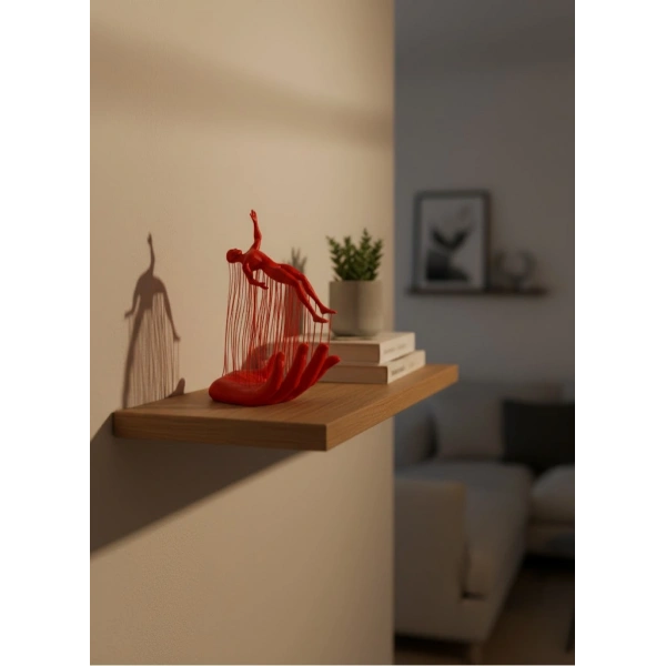 El Formlu İnsan Figürü Kırmızı Modern Dekoratif Biblo Soyut Tasarım 12x18 cm