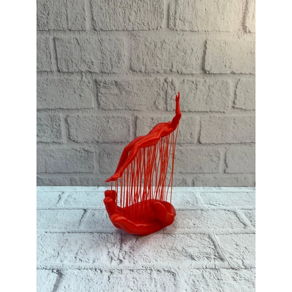 El Formlu İnsan Figürü Kırmızı Modern Dekoratif Biblo Soyut Tasarım 12x18 cm