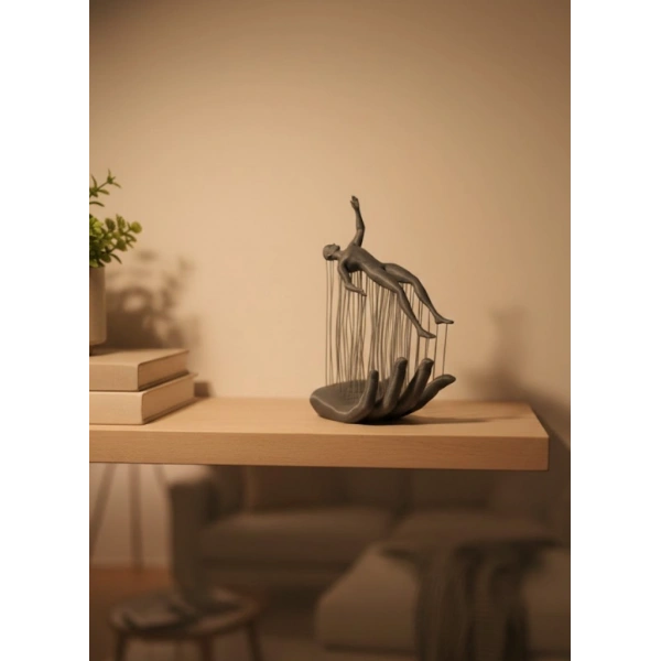 El İnsan Figürü Gri Modern Sanatsal Tasarım Salon ve Raf Dekorasyonu İçin Özel Biblo