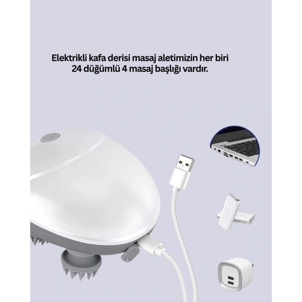 Elektrikli Kafa Derisi Masaj Aleti Islak ve Kuru Kullanım