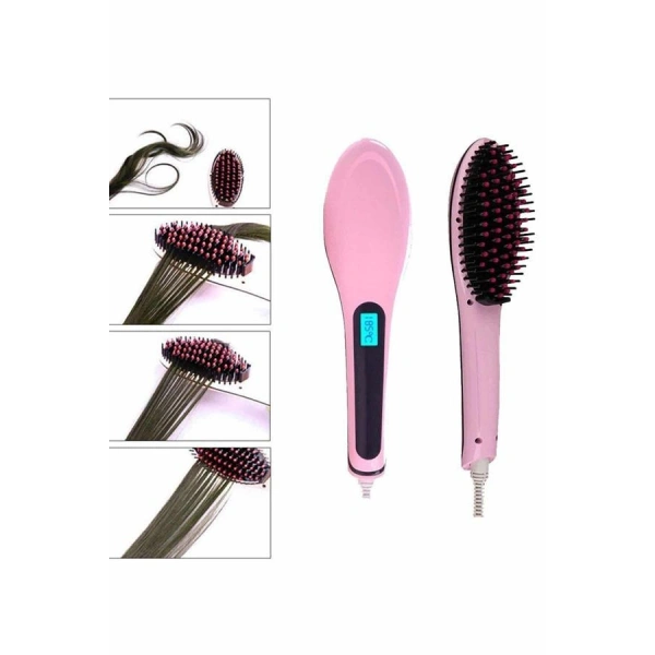 Elektrikli Saç Düzleştirici Tarak Saç Düzleştirici Fırça Sıkı Dişli Pembe