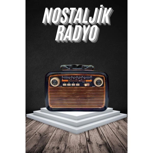 Eskitme Nostalji Tasarımlı Bluetoothlu Nostalji Radyo Ahşap Nostaljik Görünümlü