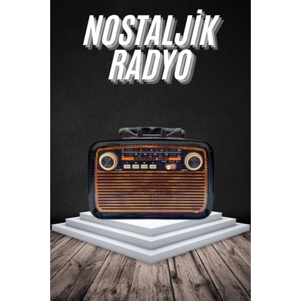 Eskitme Nostalji Tasarımlı Bluetoothlu Nostalji Radyo Ahşap Nostaljik Görünümlü