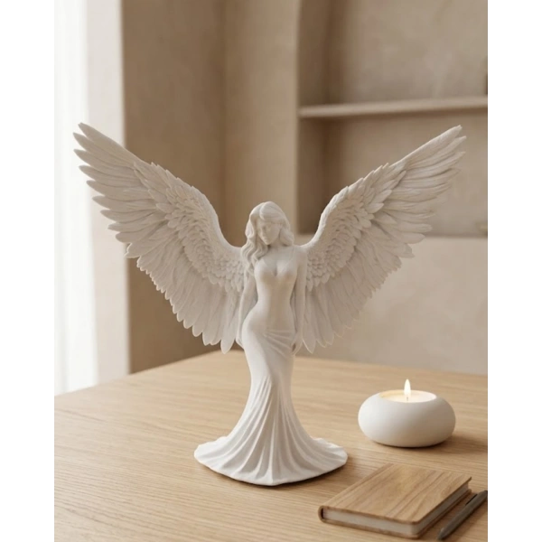 Estetik Melek Kadın Figürlü 3D Dekoratif Biblo Modern Salon Dekoru