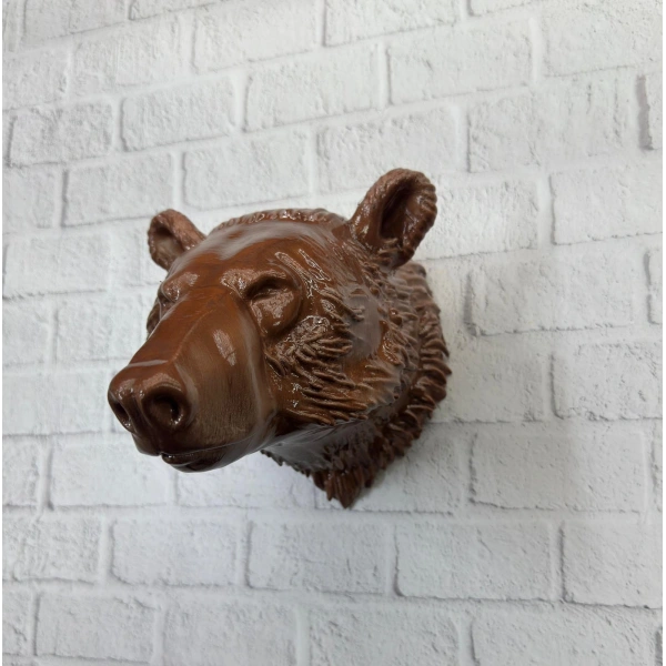 Ev ve Ofis İçin Dekoratif Ayı Başı Heykel Hediyelik Duvar Aksesuarı