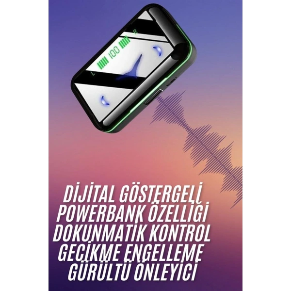 Extra Bass Kablosuz Kulaklık Işıklı Bluetooth Kulaklık Powerbank Özellikli