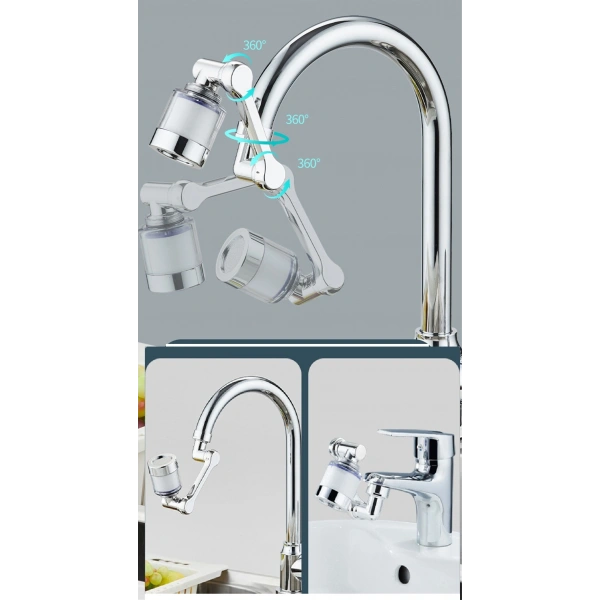 Filtreli Kireç Hapsedici Robotik Kol Musluk Başlığı - Mutfak Banyo Musluk Uzatma Aparatı Ucu