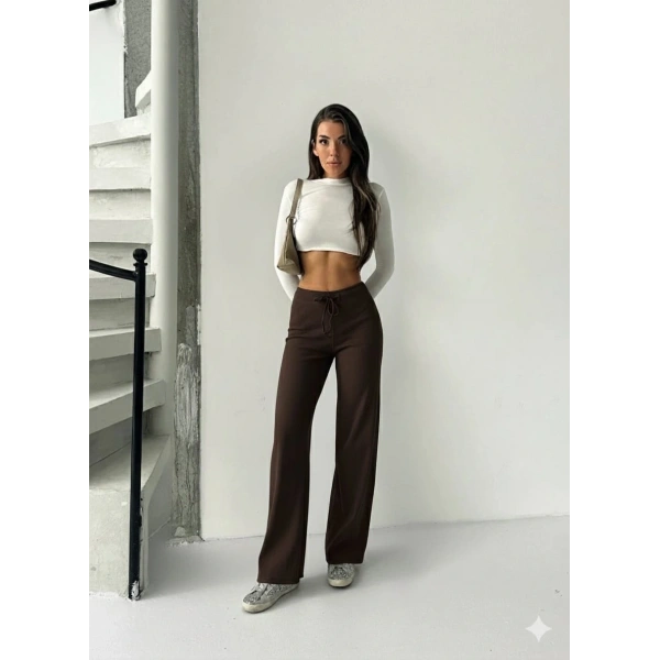 Fit comfort bej salaş pantolon kahve A6011