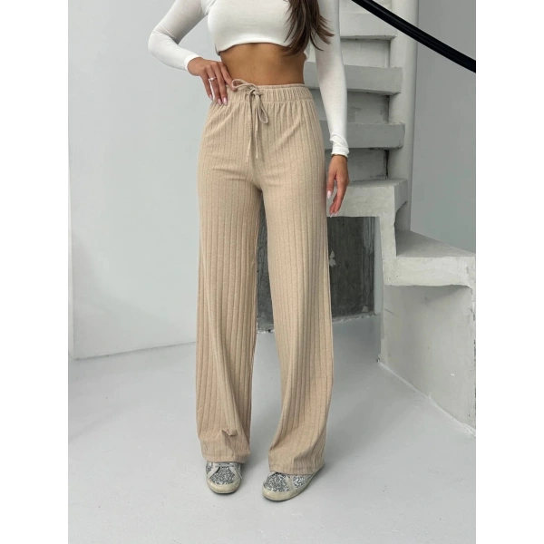 Fitilli şardonlu pantolon bej a4058