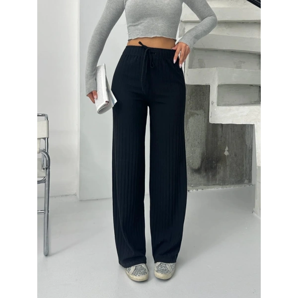 Fitilli şardonlu pantolon siyah a4058