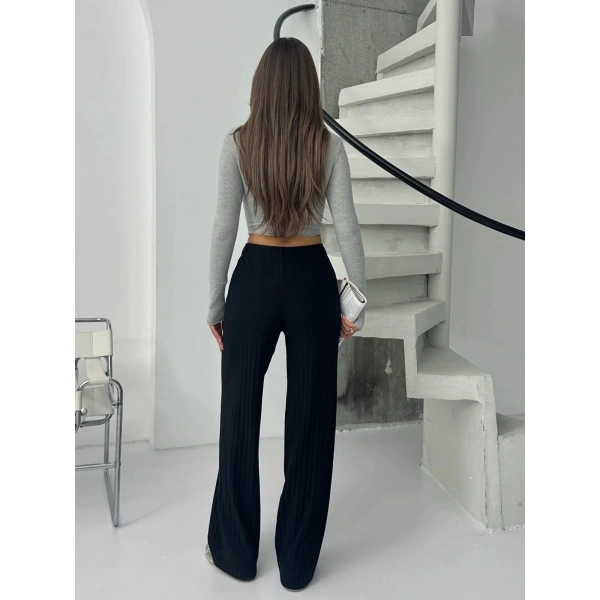 Fitilli şardonlu pantolon siyah a4058