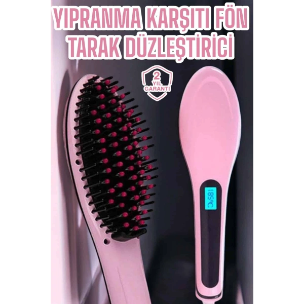 Fön Etkili Saç Düzleştirici Tarak Yıpranma Karşıtı Döner Kablo Isı Ayarlı