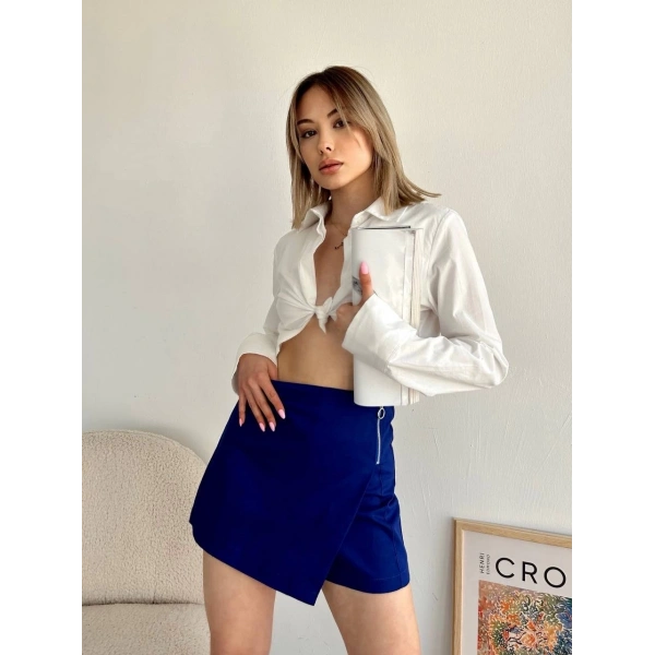 Gabardin fermuarlı şort etek S24906