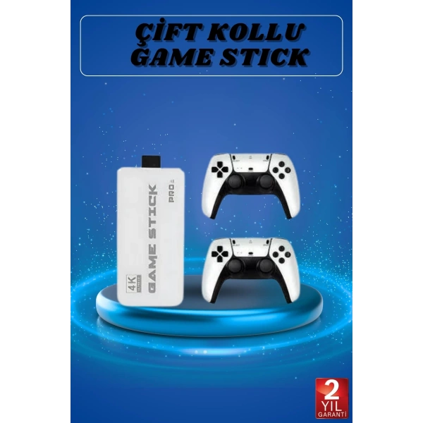 Game Stick 4K Retro Çift Kollu Atari Oyunlari +20000 Oyunlu Konsol Nostalji