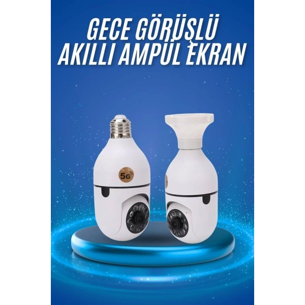 Gece Görüşlü Akıllı Dönebilen Ev Kamerası Ampül Kamera