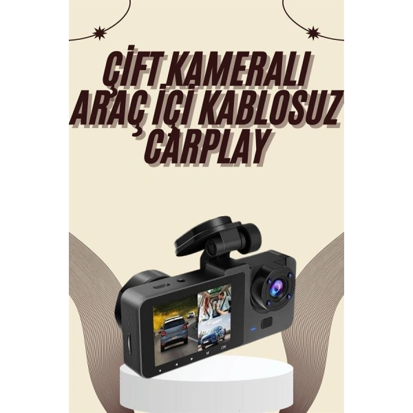 Gece Görüşlü DVR 3 Lensli Araç İçi Sürüş Kamerası Video Kaydedici