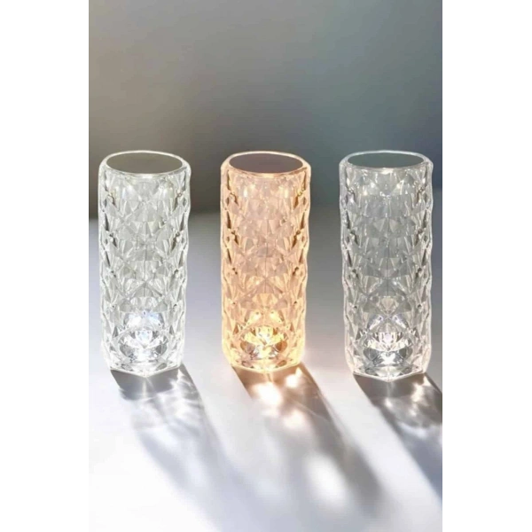 Gece Lambası Kristal Lamba Dokunmatik Şarjlı Hediyelik