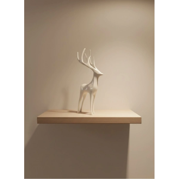 Geyik Figürü Beyaz Modern Salon ve Raf Dekoru