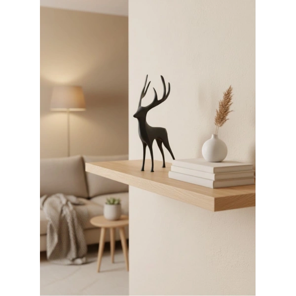 Geyik Figürü Gri Modern Salon ve Raf Dekoru