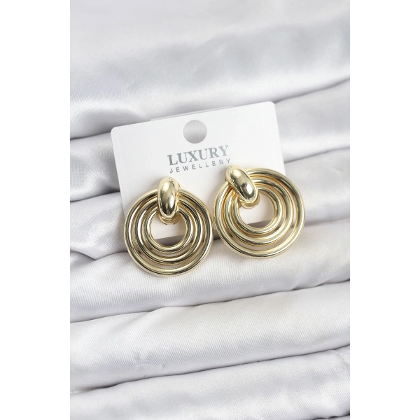 Gold Renk Pirinç Vintage Kadın Küpe