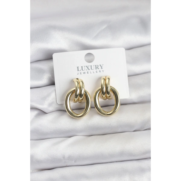 Gold Renk Pirinç Vintage Kadın Küpe