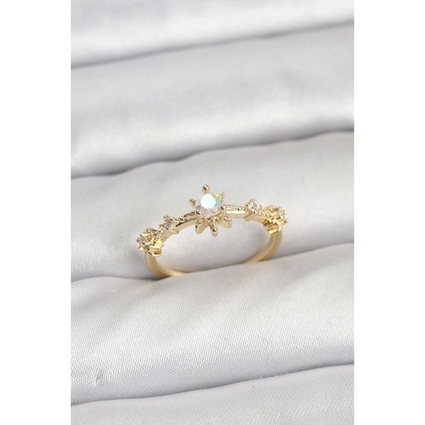 Gold Renk Pirinç Yıldız Model Kadın Yüzük