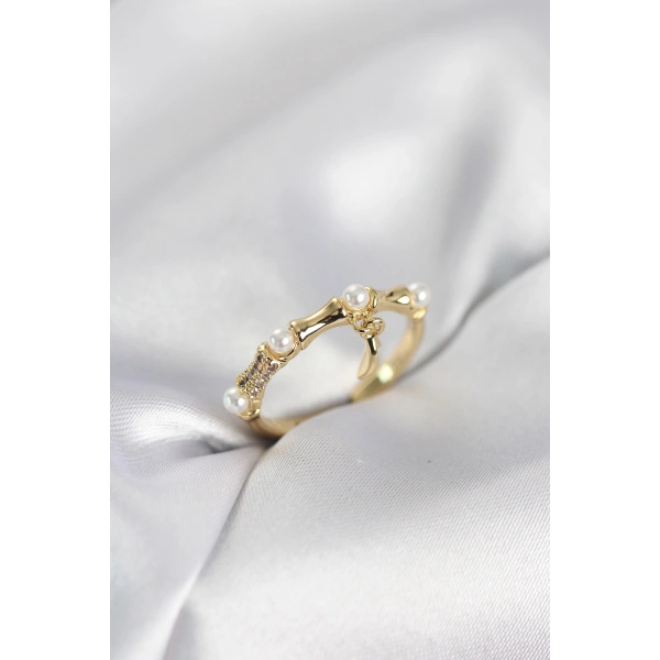 Gold Renk Sallantılı Kemik Model Kadın Yüzük