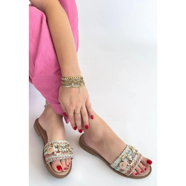 Gonne Renkli Hasır Dokuma Terlik